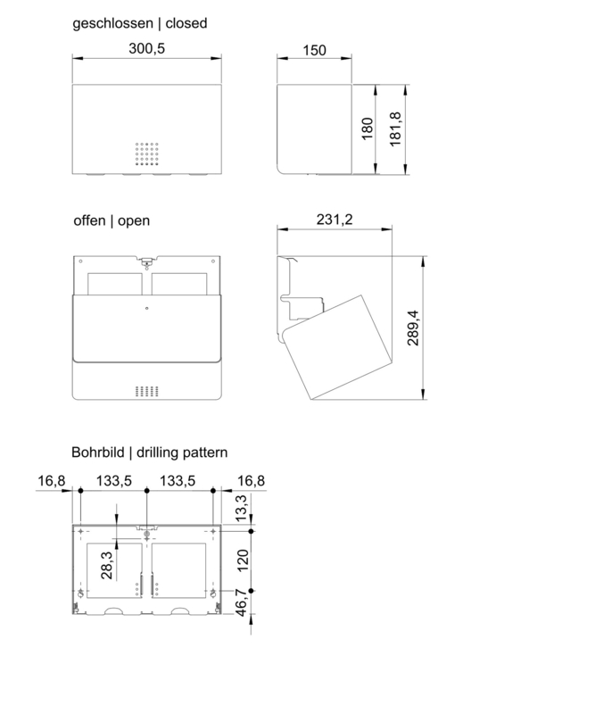 PROOX - Dobbelt horisontal toiletpapirholder - Sort / Rustfri stål - DP-332