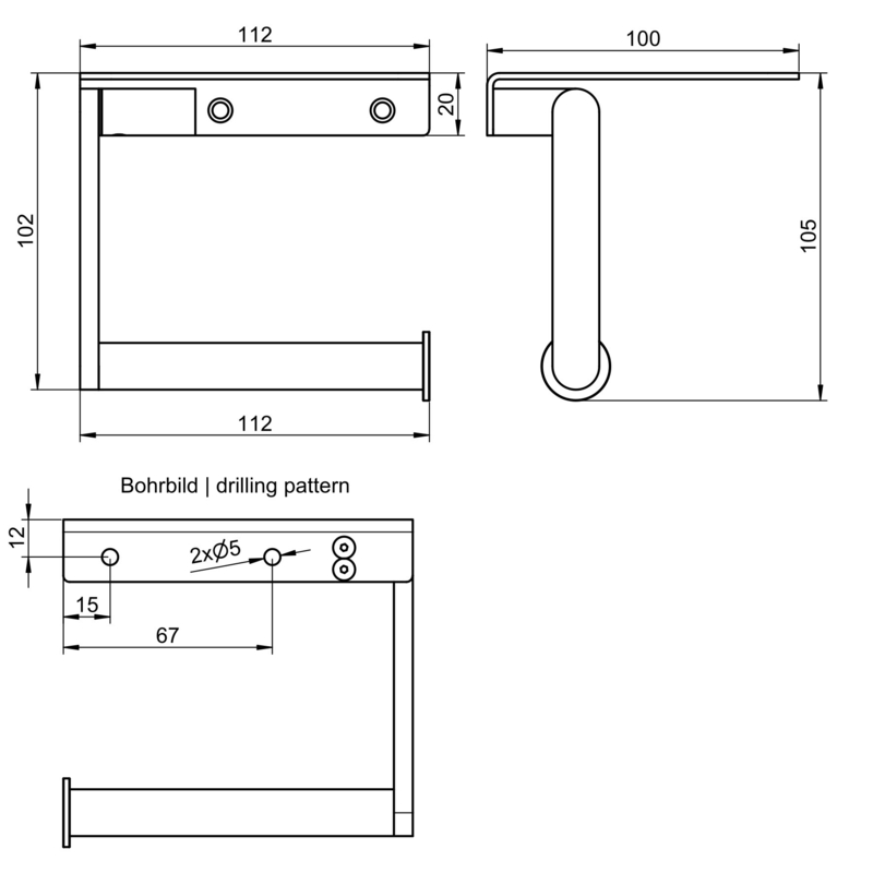 PROOX - Toiletpapirholder med hylde - Rustfri stål -PU-387
