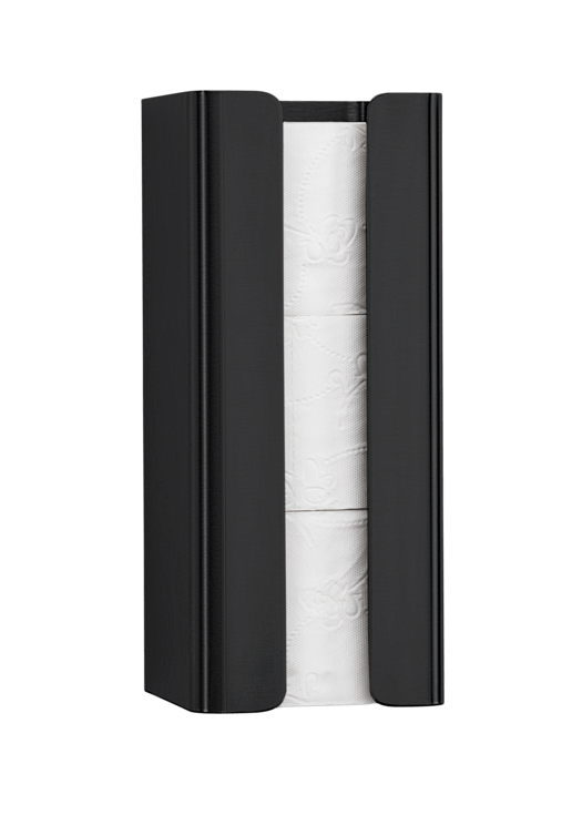 Toiletpapir-holder til 3 stk ekstra ruller - sort lakeret stål, Proox Dark Passion