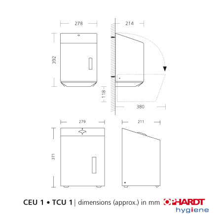 SanTRAL CEU 1 - dispenser til center-pull papir - rustfri stål