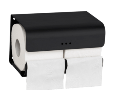 Dobbelt toiletpapir- og reserverulle-holder - Proox - stål / sort - Rektangulær